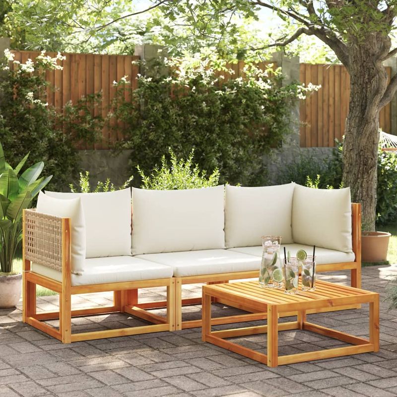 Casa si Gradina - Gradina si terasa - Mobilier exterior - Canapele si fotolii gradina - Canapea de colt de gradina, cu perne, lemn masiv acacia - Infinity.ro