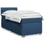 Casa si Gradina - Mobilier - Paturi si accesorii - Paturi - Pat box spring cu saltea, albastru, 90x200 cm, textil - Infinity.ro