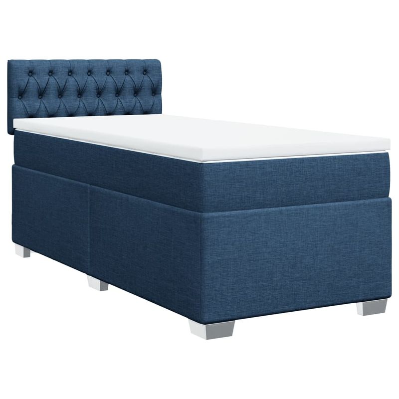 Casa si Gradina - Mobilier - Paturi si accesorii - Paturi - Pat box spring cu saltea, albastru, 90x200 cm, textil - Infinity.ro