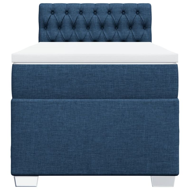 Casa si Gradina - Mobilier - Paturi si accesorii - Paturi - Pat box spring cu saltea, albastru, 90x200 cm, textil - Infinity.ro