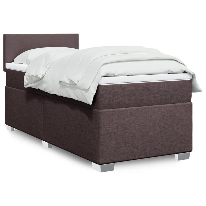 Casa si Gradina - Mobilier - Paturi si accesorii - Paturi - Pat box spring cu saltea, maro inchis, 90x200 cm, textil - Infinity.ro