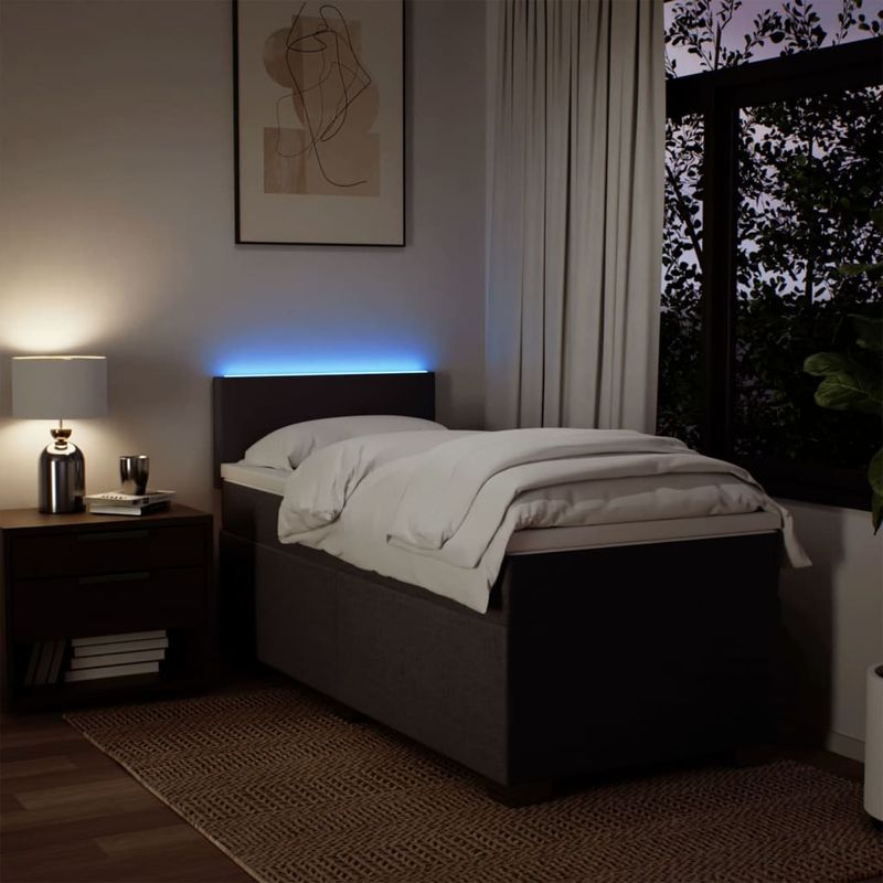 Casa si Gradina - Mobilier - Paturi si accesorii - Paturi - Pat box spring cu saltea, maro inchis, 90x200 cm, textil - Infinity.ro
