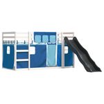 Casa si Gradina - Mobilier - Paturi si accesorii - Paturi - Pat supraetajat cu tobogan si perdele, albastru, 90x190 cm - Infinity.ro