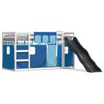 Casa si Gradina - Mobilier - Paturi si accesorii - Paturi - Pat supraetajat cu tobogan si perdele, albastru, 90x190 cm - Infinity.ro