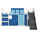 Casa si Gradina - Mobilier - Paturi si accesorii - Paturi - Pat supraetajat cu tobogan si perdele, albastru, 90x190 cm - Infinity.ro
