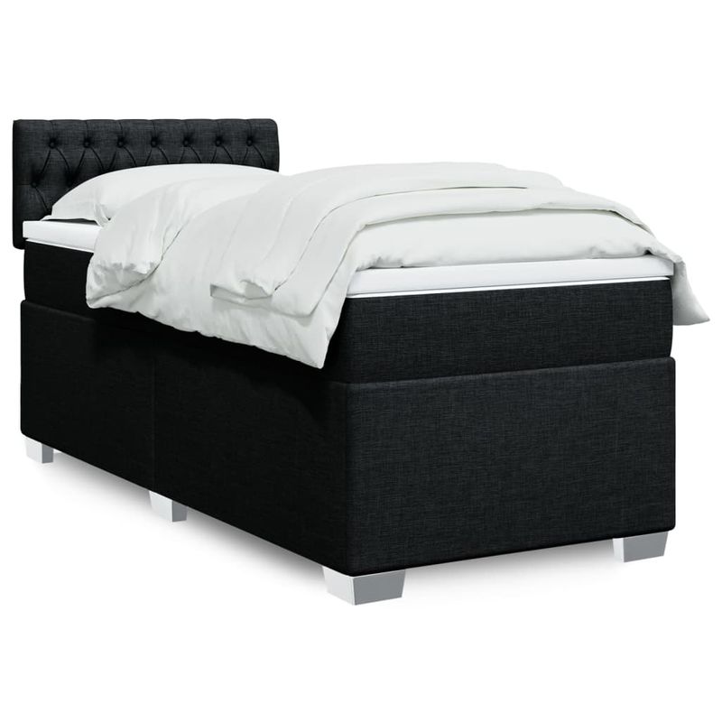 Casa si Gradina - Mobilier - Paturi si accesorii - Paturi - Pat box spring cu saltea, negru, 90x190 cm, textil - Infinity.ro
