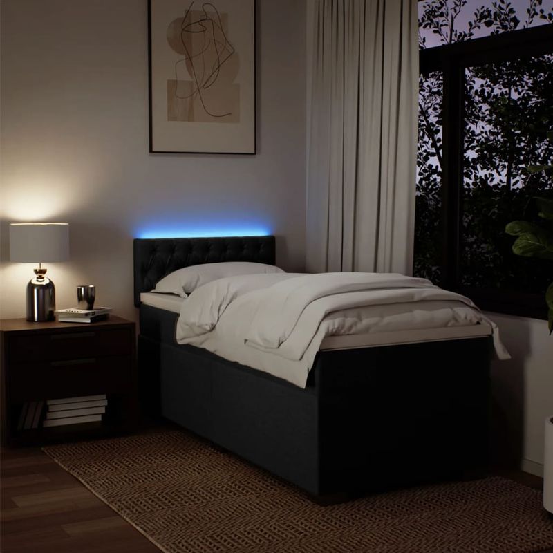 Casa si Gradina - Mobilier - Paturi si accesorii - Paturi - Pat box spring cu saltea, negru, 90x190 cm, textil - Infinity.ro