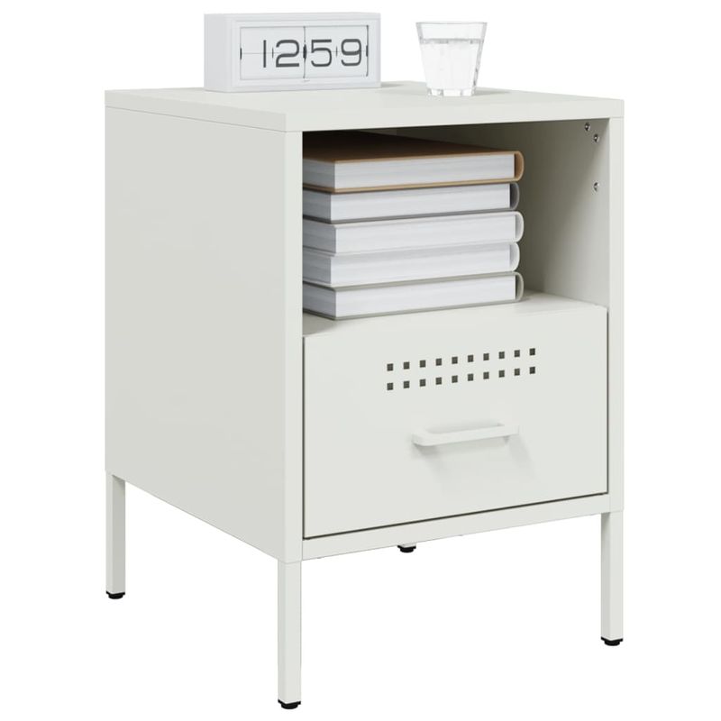 Casa si Gradina - Mobilier - Comode si corpuri - Noptiere - Noptiere, 2 buc., alb, 36x39x50,5 cm, otel laminat la rece - Infinity.ro