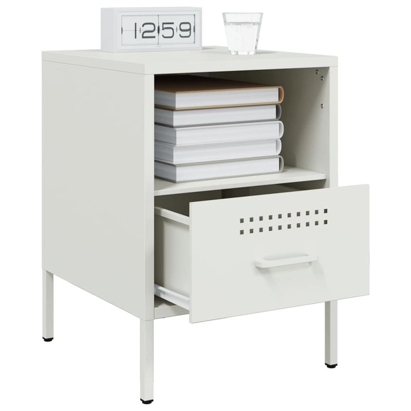 Casa si Gradina - Mobilier - Comode si corpuri - Noptiere - Noptiere, 2 buc., alb, 36x39x50,5 cm, otel laminat la rece - Infinity.ro