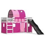 Casa si Gradina - Mobilier - Paturi si accesorii - Paturi - Pat supraetajat cu tobogan si perdele, roz, 90x190 cm - Infinity.ro