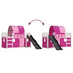 Casa si Gradina - Mobilier - Paturi si accesorii - Paturi - Pat supraetajat cu tobogan si perdele, roz, 90x190 cm - Infinity.ro
