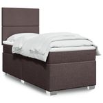 Casa si Gradina - Mobilier - Paturi si accesorii - Paturi - Pat box spring cu saltea, maro inchis, 90x190 cm, textil - Infinity.ro