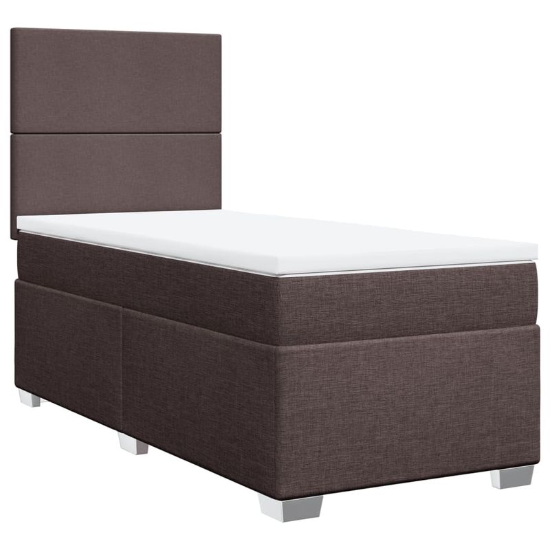 Casa si Gradina - Mobilier - Paturi si accesorii - Paturi - Pat box spring cu saltea, maro inchis, 90x190 cm, textil - Infinity.ro