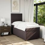 Casa si Gradina - Mobilier - Paturi si accesorii - Paturi - Pat box spring cu saltea, maro inchis, 90x190 cm, textil - Infinity.ro