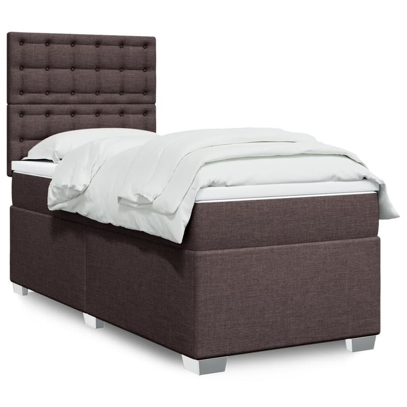 Casa si Gradina - Mobilier - Paturi si accesorii - Paturi - Pat box spring cu saltea, maro inchis, 80x200 cm, textil - Infinity.ro