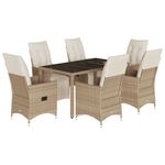 Casa si Gradina - Gradina si terasa - Mobilier exterior - Seturi mobila gradina - Set bistro de gradina, 7 piese, cu perne, bej, poliratan - Infinity.ro