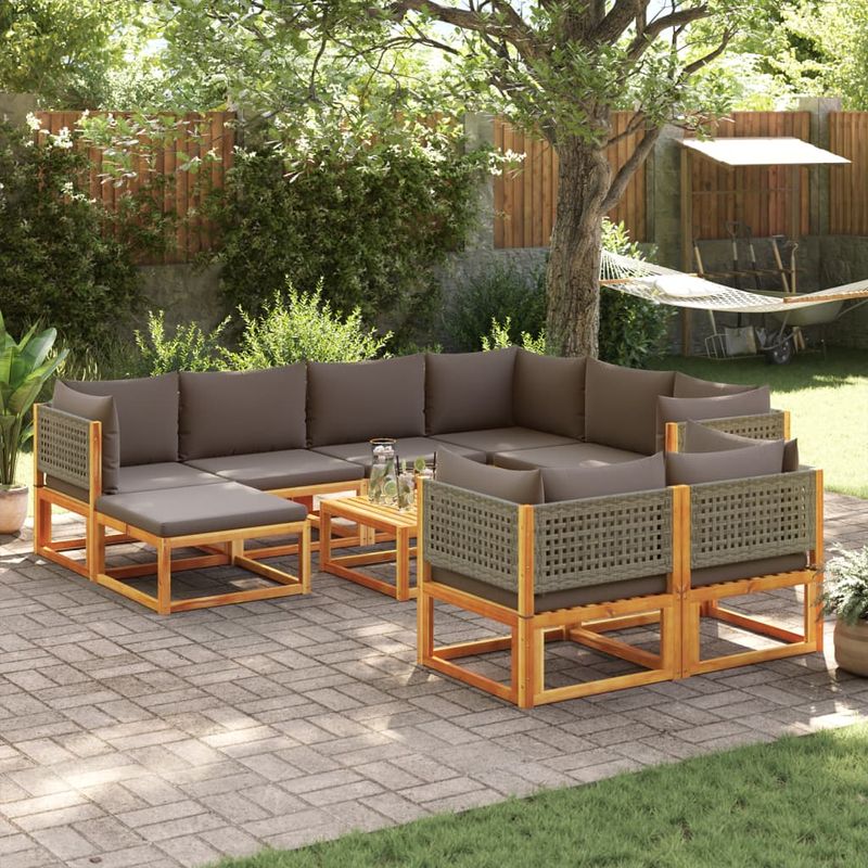 Casa si Gradina - Gradina si terasa - Mobilier exterior - Seturi mobila gradina - Set de canapele de gradina cu perne 10 piese lemn masiv acacia - Infinity.ro