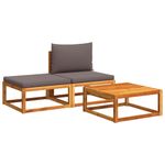 Casa si Gradina - Gradina si terasa - Mobilier exterior - Canapele si fotolii gradina - Set de canapele de gradina cu perne, 3 piese, lemn masiv acacia - Infinity.ro