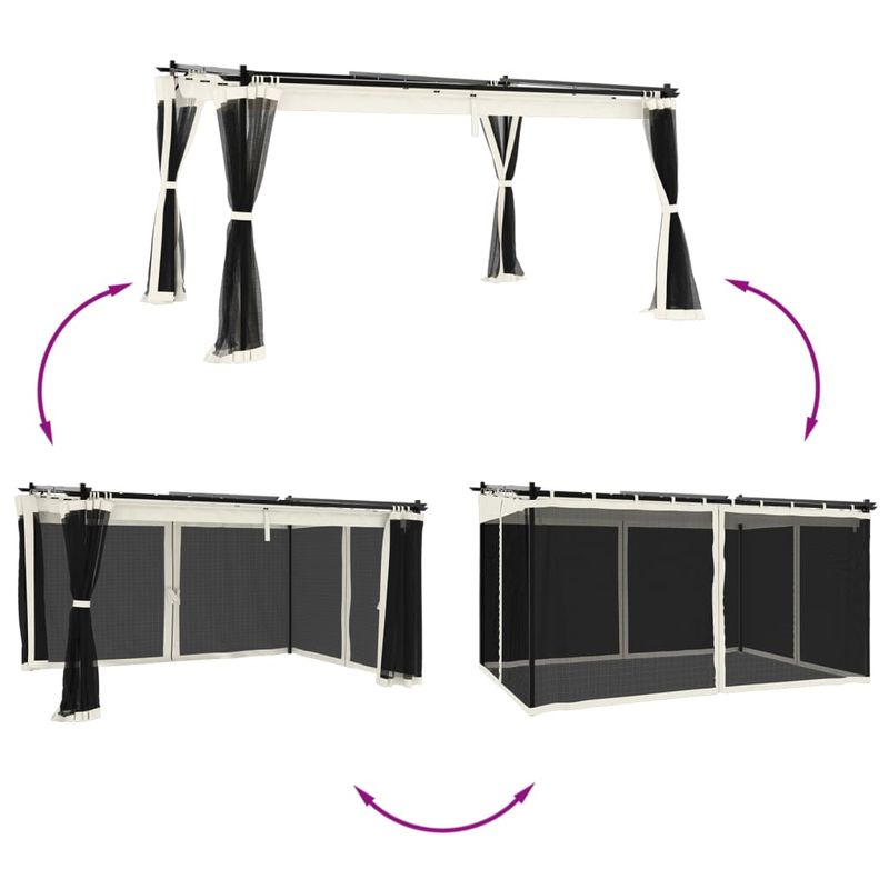 Casa si Gradina - Gradina si terasa - Umbrele si pavilioane - Pavilioane - Foisor cu pereti din plasa, crem, 4x3 m, otel - Infinity.ro