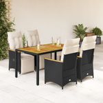 Casa si Gradina - Gradina si terasa - Mobilier exterior - Seturi mobila gradina - Set bistro de gradina cu perne, 5 piese, negru, poliratan - Infinity.ro