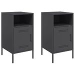 Casa si Gradina - Mobilier - Comode si corpuri - Noptiere - Noptiere, 2 buc., negru, 36x39x68 cm, otel laminat la rece - Infinity.ro