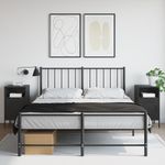 Casa si Gradina - Mobilier - Comode si corpuri - Noptiere - Noptiere, 2 buc., negru, 36x39x68 cm, otel laminat la rece - Infinity.ro