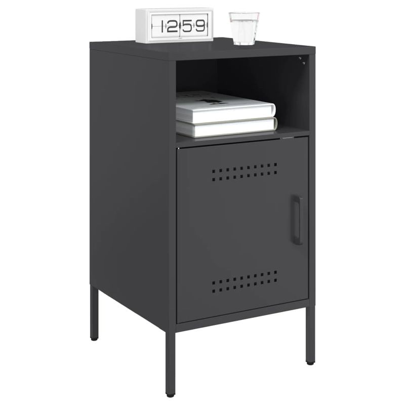 Casa si Gradina - Mobilier - Comode si corpuri - Noptiere - Noptiere, 2 buc., negru, 36x39x68 cm, otel laminat la rece - Infinity.ro