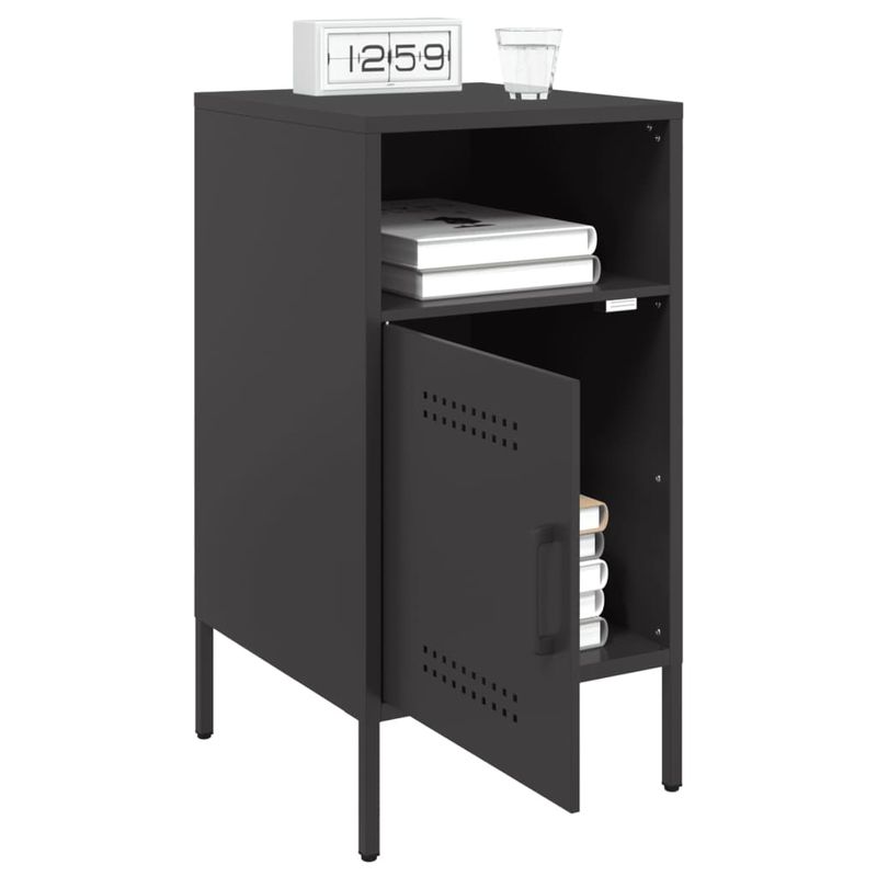 Casa si Gradina - Mobilier - Comode si corpuri - Noptiere - Noptiere, 2 buc., negru, 36x39x68 cm, otel laminat la rece - Infinity.ro