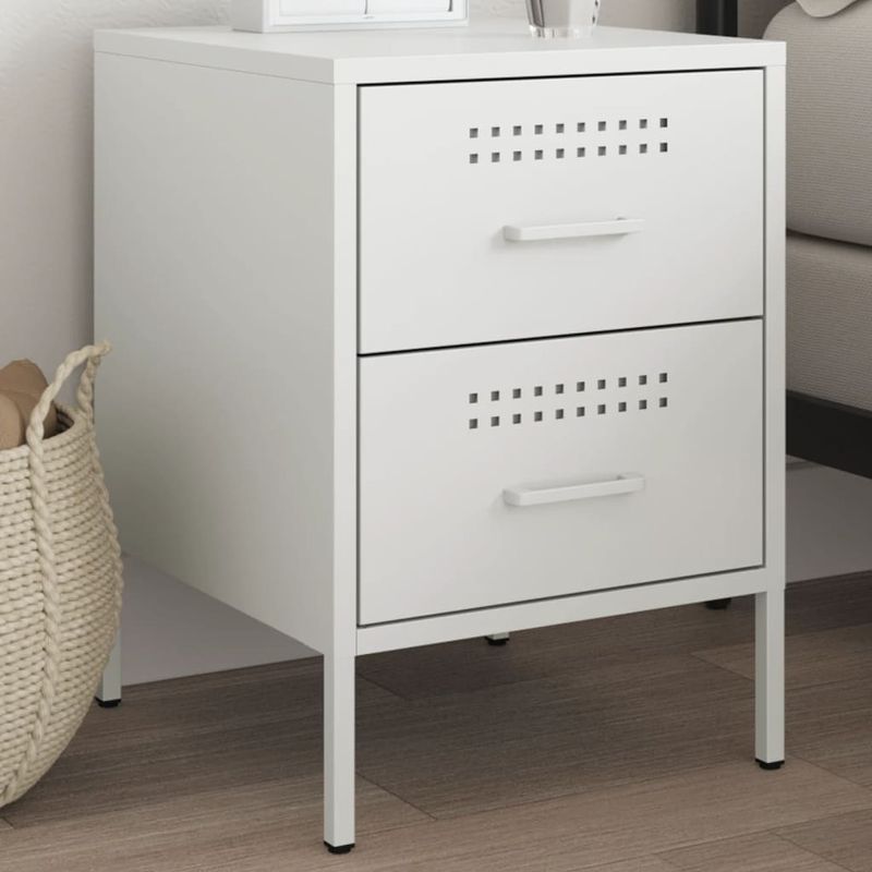 Casa si Gradina - Mobilier - Comode si corpuri - Noptiere - Noptiera, alb, 36x39x50,5 cm, otel - Infinity.ro