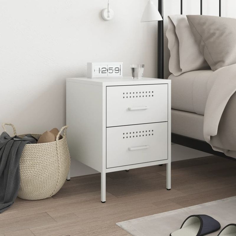 Casa si Gradina - Mobilier - Comode si corpuri - Noptiere - Noptiera, alb, 36x39x50,5 cm, otel - Infinity.ro