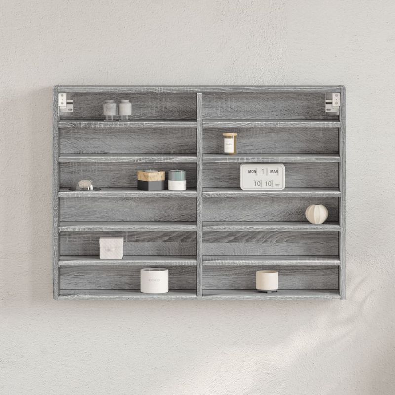 Casa si Gradina - Mobilier - Biblioteci si rafturi - Rafturi - Dulap cu vitrina, sonoma gri, 80x8,5x58 cm, lemn prelucrat - Infinity.ro