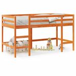 Casa si Gradina - Mobilier - Paturi si accesorii - Paturi - Pat etajat copii cu scara maro ceruit 90x190 cm lemn masiv pin - Infinity.ro