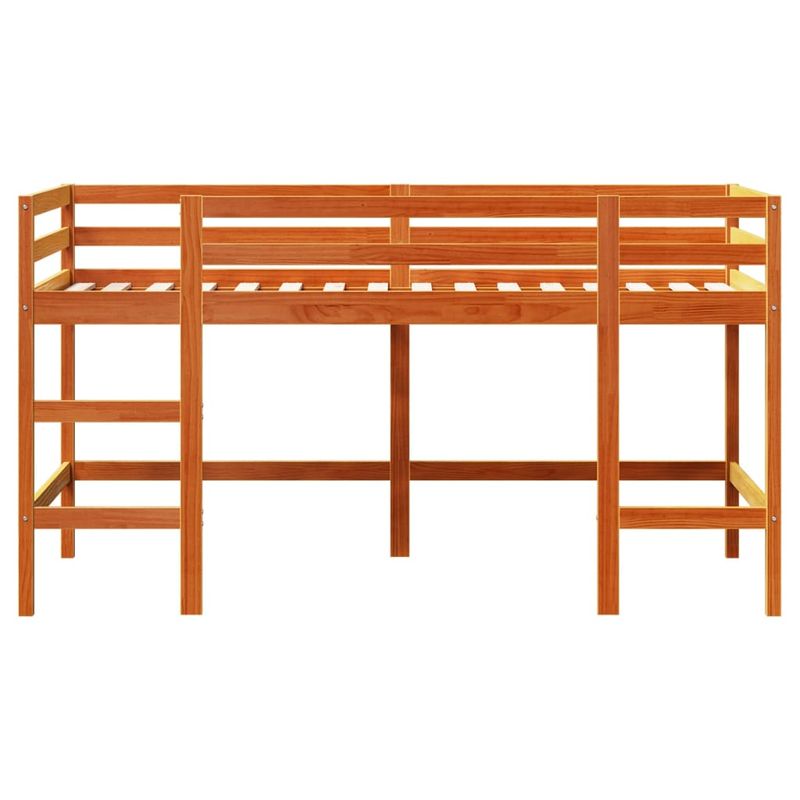 Casa si Gradina - Mobilier - Paturi si accesorii - Paturi - Pat etajat copii cu scara maro ceruit 90x190 cm lemn masiv pin - Infinity.ro