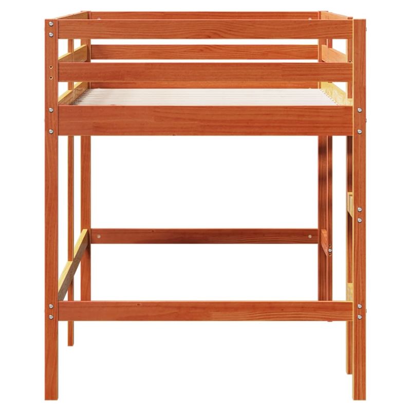 Casa si Gradina - Mobilier - Paturi si accesorii - Paturi - Pat etajat copii cu scara maro ceruit 90x190 cm lemn masiv pin - Infinity.ro