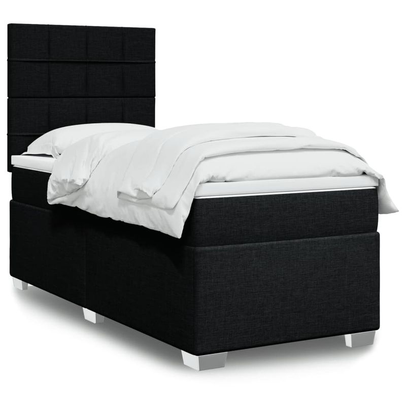 Casa si Gradina - Mobilier - Paturi si accesorii - Paturi - Pat box spring cu saltea, negru, 90x190 cm, textil - Infinity.ro
