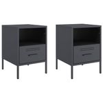 Casa si Gradina - Mobilier - Comode si corpuri - Noptiere - Noptiere, 2 buc., antracit, 36x39x50,5 cm, otel laminat la rece - Infinity.ro
