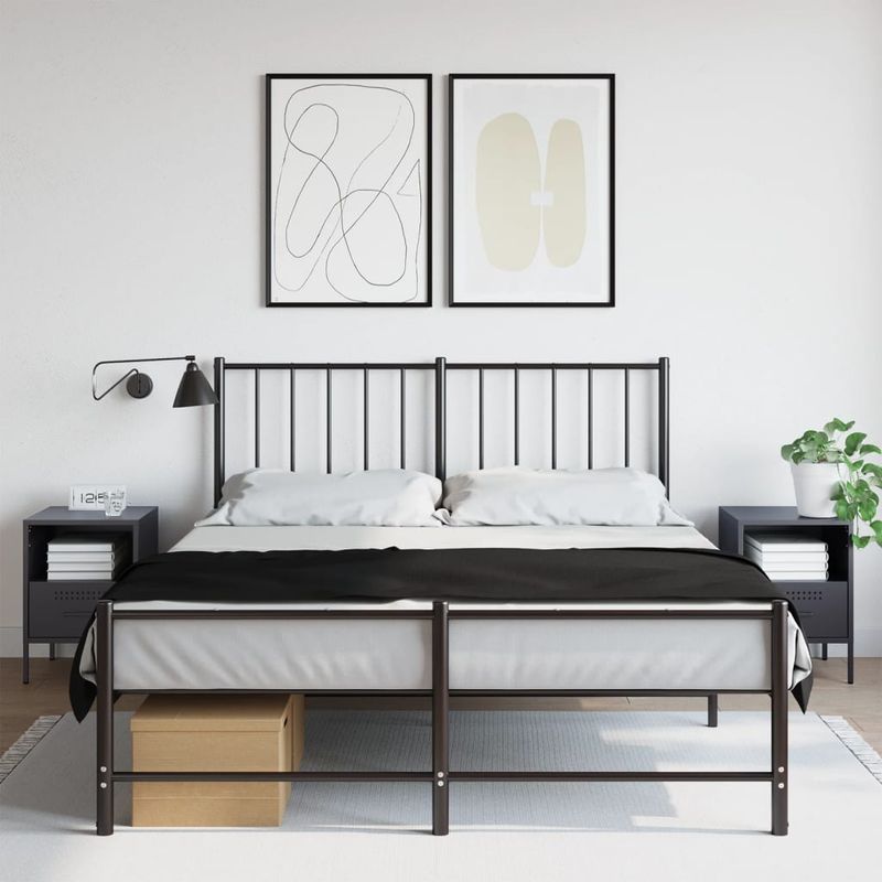 Casa si Gradina - Mobilier - Comode si corpuri - Noptiere - Noptiere, 2 buc., antracit, 36x39x50,5 cm, otel laminat la rece - Infinity.ro