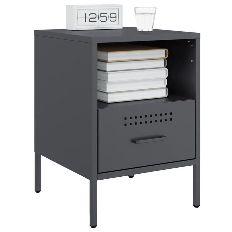 Casa si Gradina - Mobilier - Comode si corpuri - Noptiere - Noptiere, 2 buc., antracit, 36x39x50,5 cm, otel laminat la rece - Infinity.ro