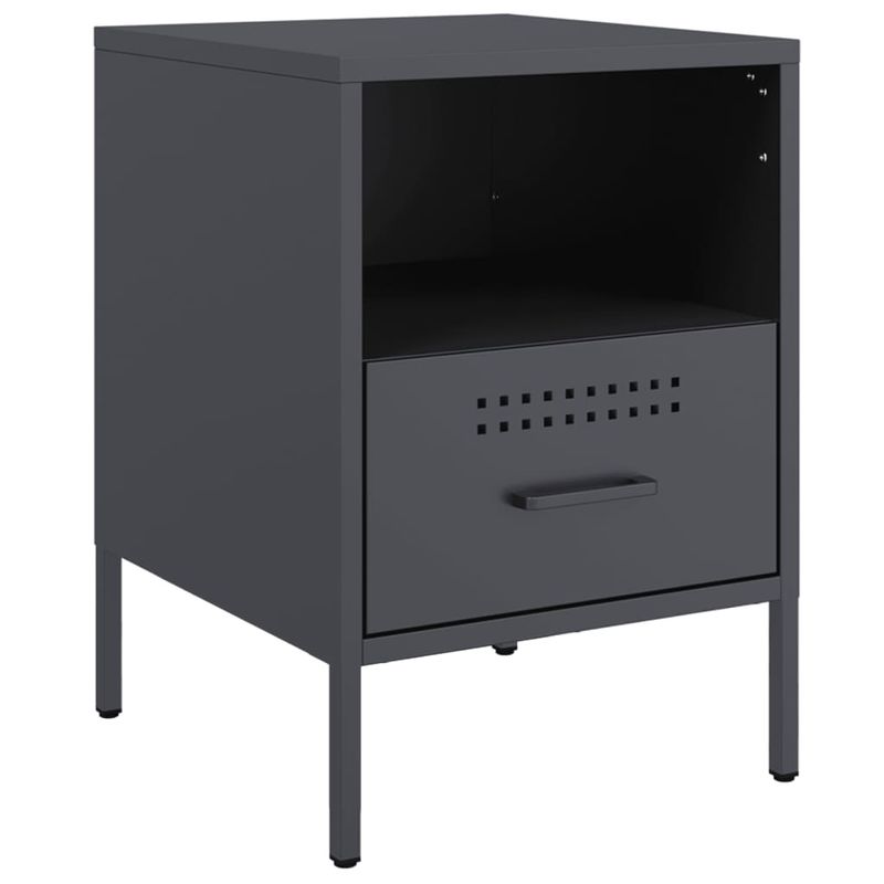 Casa si Gradina - Mobilier - Comode si corpuri - Noptiere - Noptiere, 2 buc., antracit, 36x39x50,5 cm, otel laminat la rece - Infinity.ro