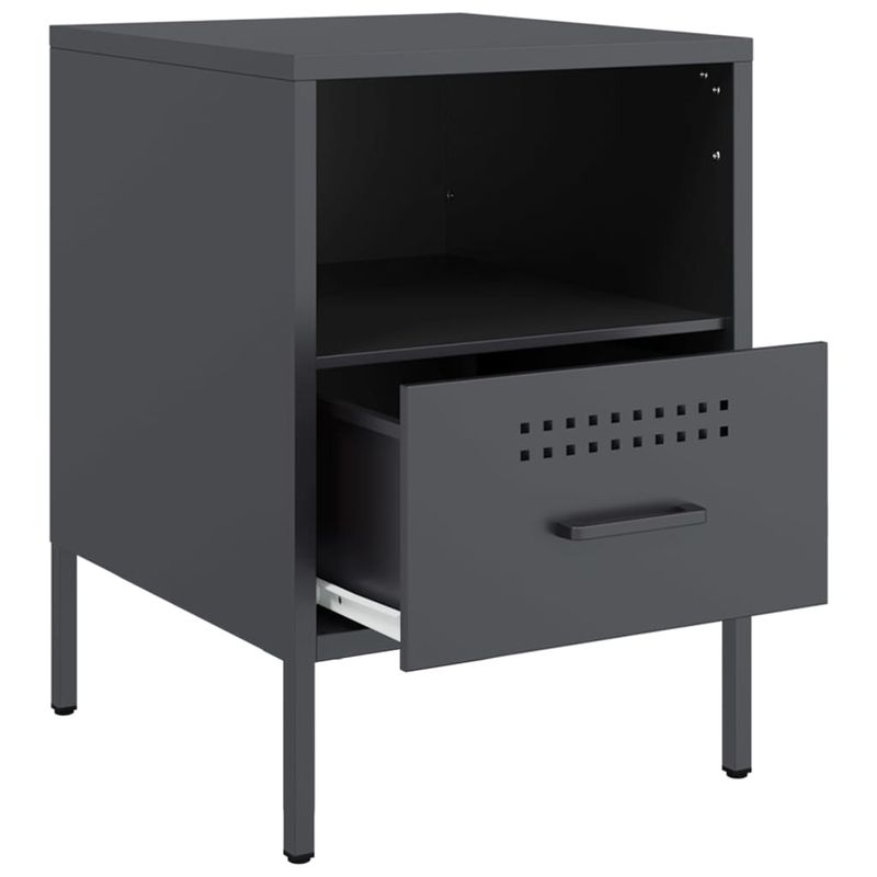 Casa si Gradina - Mobilier - Comode si corpuri - Noptiere - Noptiere, 2 buc., antracit, 36x39x50,5 cm, otel laminat la rece - Infinity.ro