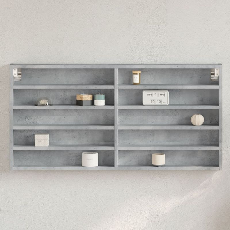 Casa si Gradina - Mobilier - Biblioteci si rafturi - Rafturi - Dulap cu vitrina, gri beton, 100x8,5x50 cm, lemn prelucrat - Infinity.ro