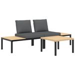 Casa si Gradina - Gradina si terasa - Mobilier exterior - Seturi mobila gradina - Set canapea de gradina, 3 piese, cu perne, negru, aluminiu - Infinity.ro