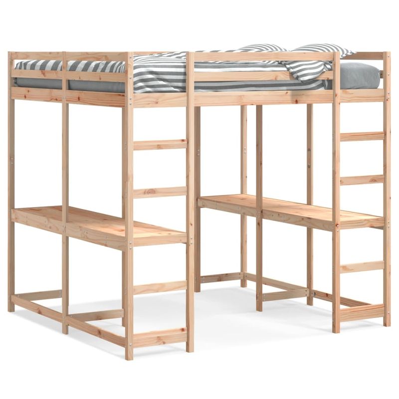 Casa si Gradina - Mobilier - Paturi si accesorii - Paturi - Cadru pat supraetajat cu birou/scara, 180x200 cm, lemn pin - Infinity.ro