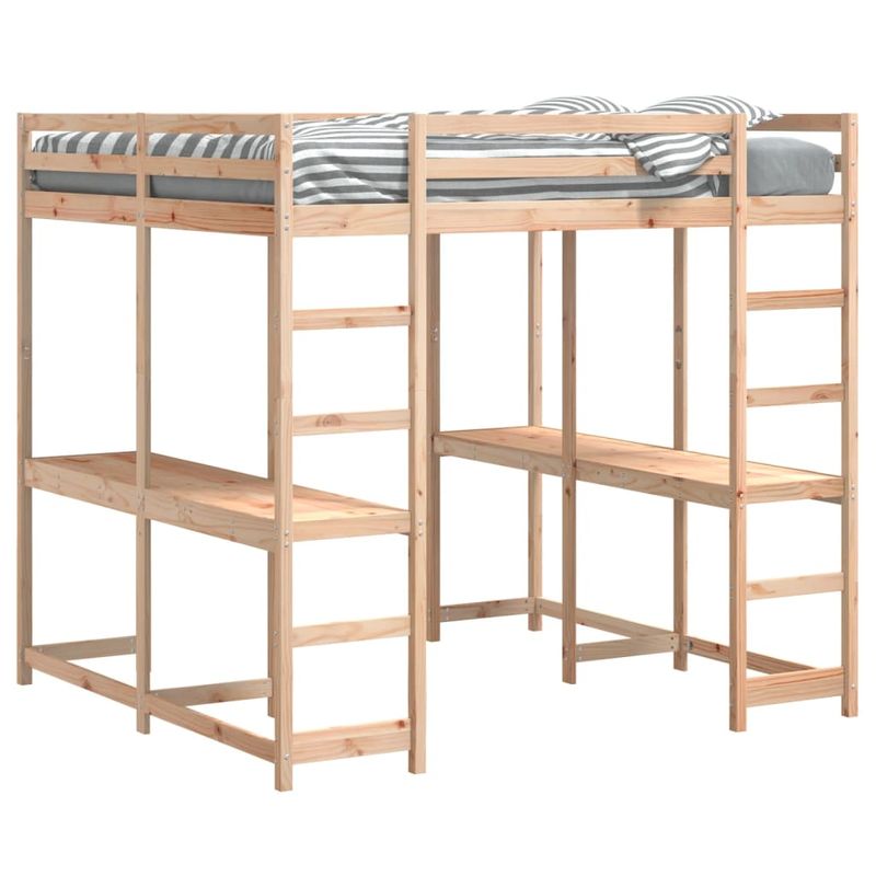 Casa si Gradina - Mobilier - Paturi si accesorii - Paturi - Cadru pat supraetajat cu birou/scara, 180x200 cm, lemn pin - Infinity.ro