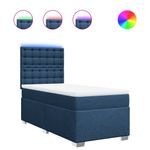 Casa si Gradina - Mobilier - Paturi si accesorii - Paturi - Pat box spring cu saltea, albastru, 90x200 cm, textil - Infinity.ro
