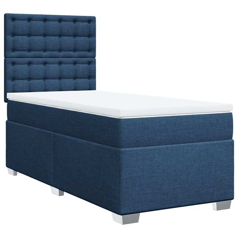 Casa si Gradina - Mobilier - Paturi si accesorii - Paturi - Pat box spring cu saltea, albastru, 90x200 cm, textil - Infinity.ro
