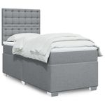 Casa si Gradina - Mobilier - Paturi si accesorii - Paturi - Pat box spring cu saltea, gri deschis, 90x200 cm, textil - Infinity.ro
