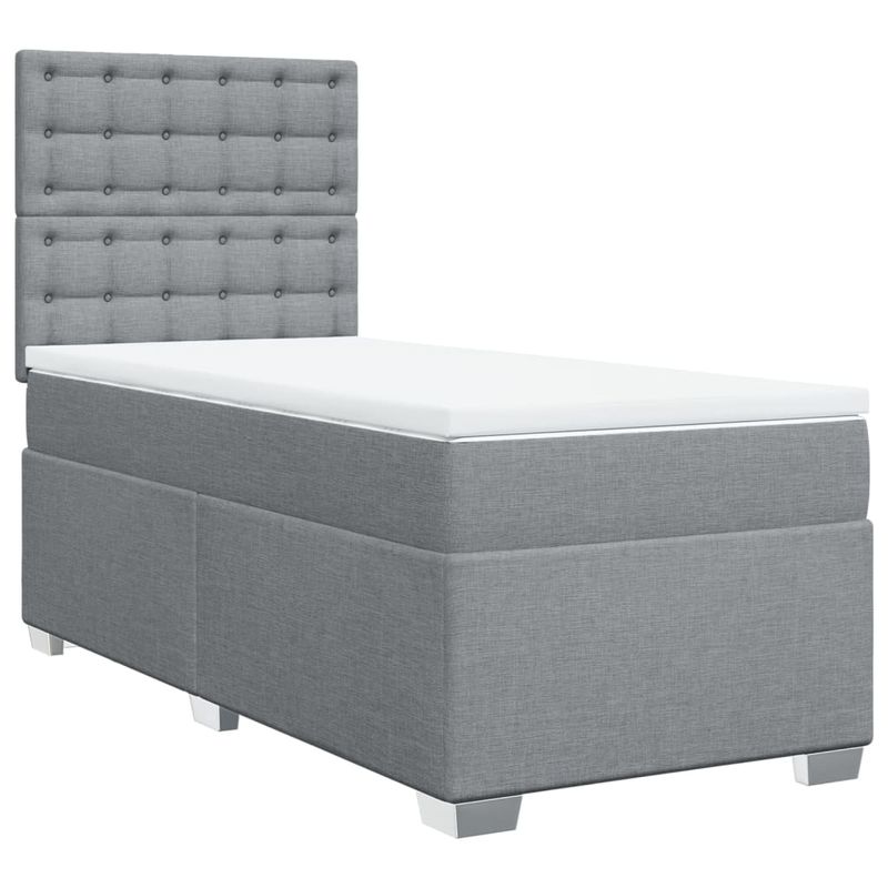 Casa si Gradina - Mobilier - Paturi si accesorii - Paturi - Pat box spring cu saltea, gri deschis, 90x200 cm, textil - Infinity.ro