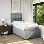 Casa si Gradina - Mobilier - Paturi si accesorii - Paturi - Pat box spring cu saltea, gri deschis, 90x200 cm, textil - Infinity.ro