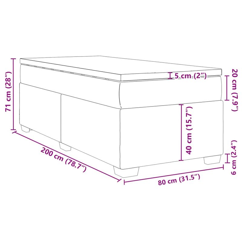 Casa si Gradina - Mobilier - Paturi si accesorii - Paturi - Pat box spring cu saltea, gri inchis, 80x200 cm, textil - Infinity.ro